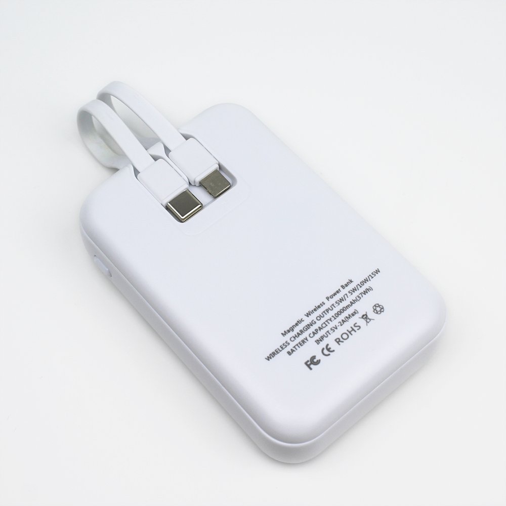 Power Bank Factory Wireless Magnetic Power Bank 5000mah 10000mah Built-in 2 Cable Fast Charging 2 in 1 power bank
