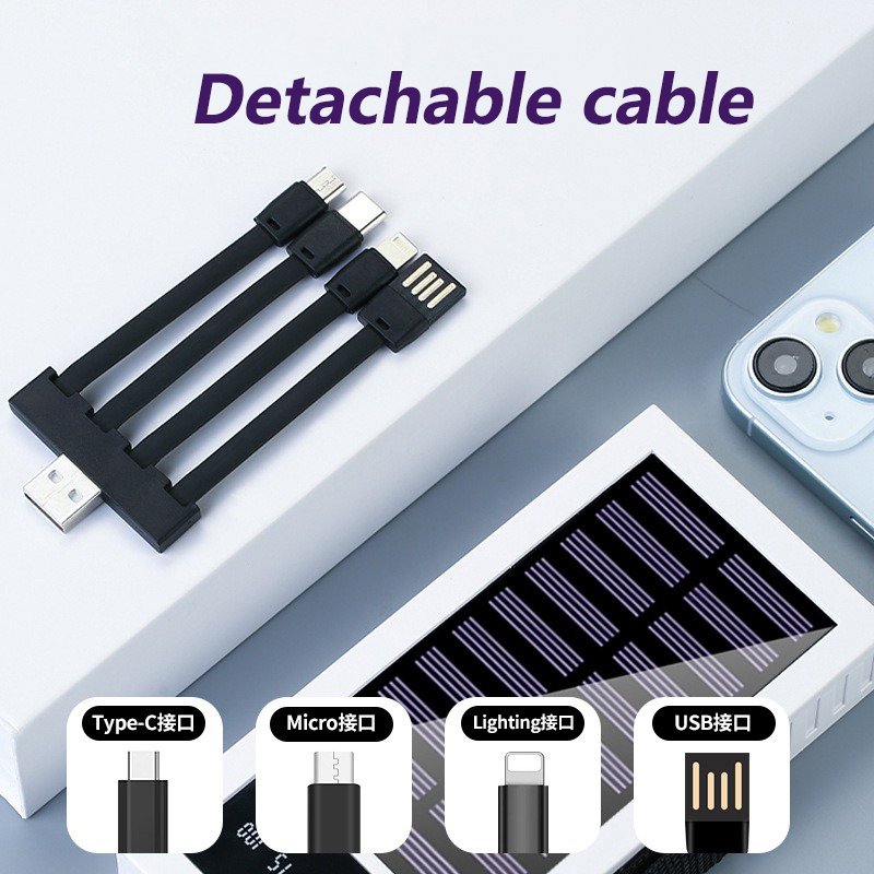 Thin Waterproof Portable Solar Powerbank 20000mAh Charger Power Bank 10000mAh Flash Light Solar Power Banks Charger with cable
