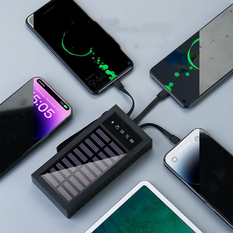 Thin Waterproof Portable Solar Powerbank 20000mAh Charger Power Bank 10000mAh Flash Light Solar Power Banks Charger with cable