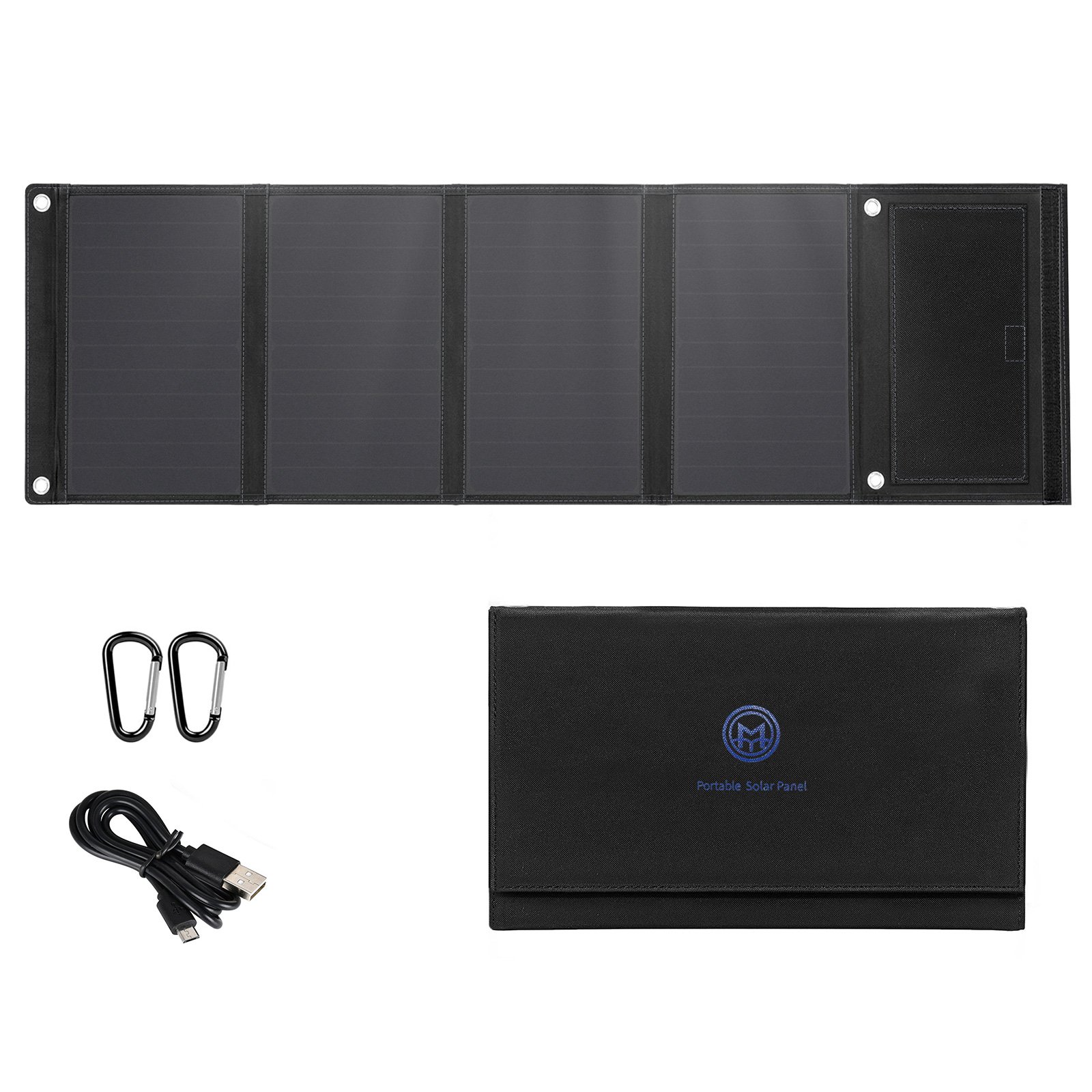 Ericsity 28W portable Solar Panels, portable solar panel charger for camping with light and easy to carry