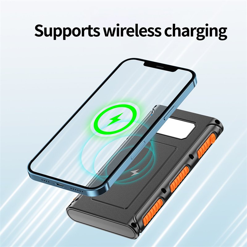 Solar Power Bank High Capacity Waterproof Ipx6 With LED And Wireless Portable Power Bank Magnetic For Cell Phone