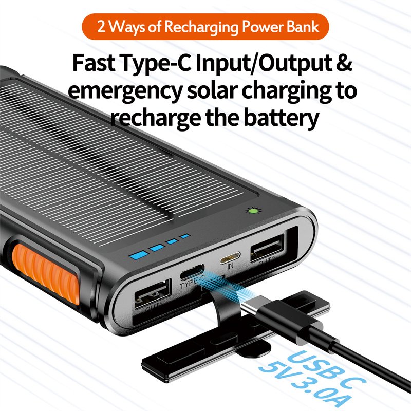 Solar Power Bank High Capacity Waterproof Ipx6 With LED And Wireless Portable Power Bank Magnetic For Cell Phone