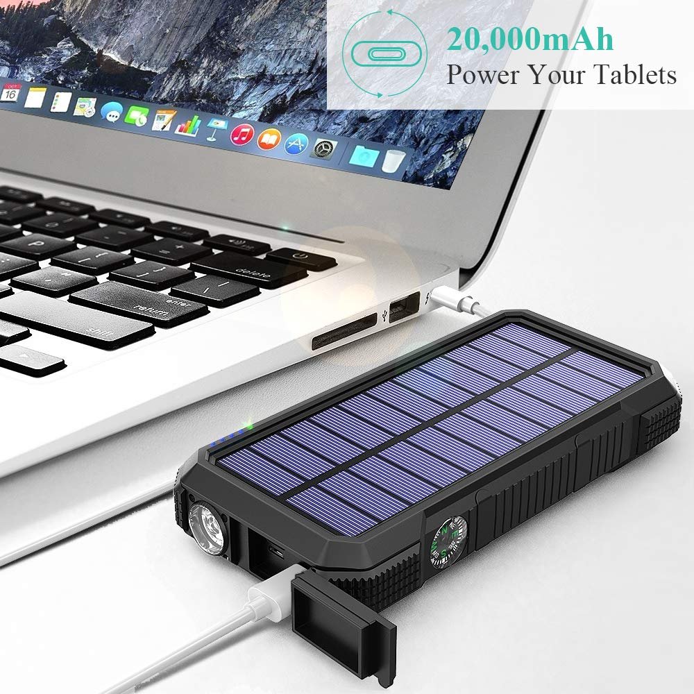 newest rugged outdoor carabiner emergency Camping Hiking LED Flashlight PD fast Wireless charger 20000mAH solar power bamk