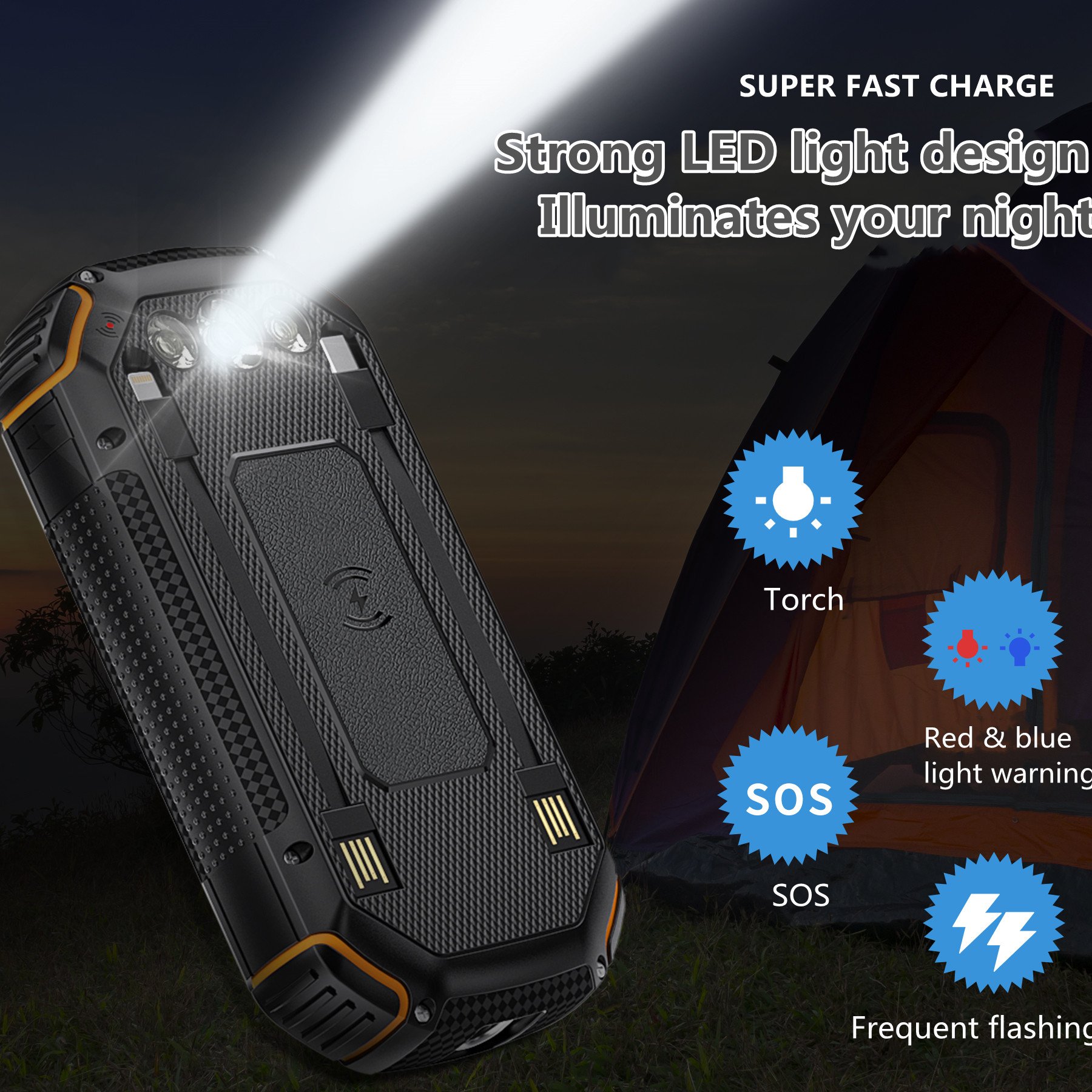 CE ROHS Wireless Charger Solar Power Bank 20000mAh IP64 Waterproof USB C 20W Power Delivery Battery