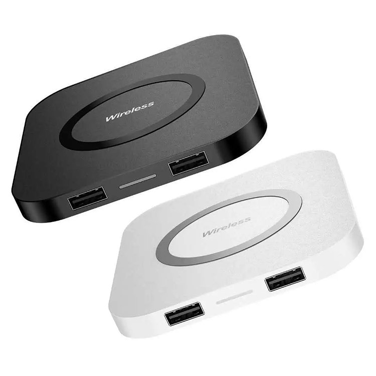Hot Selling Dual USB Output Ports Square 15w Fast Charging Wireless Charger Qi Wireless Phone Charger Pad For iPhone