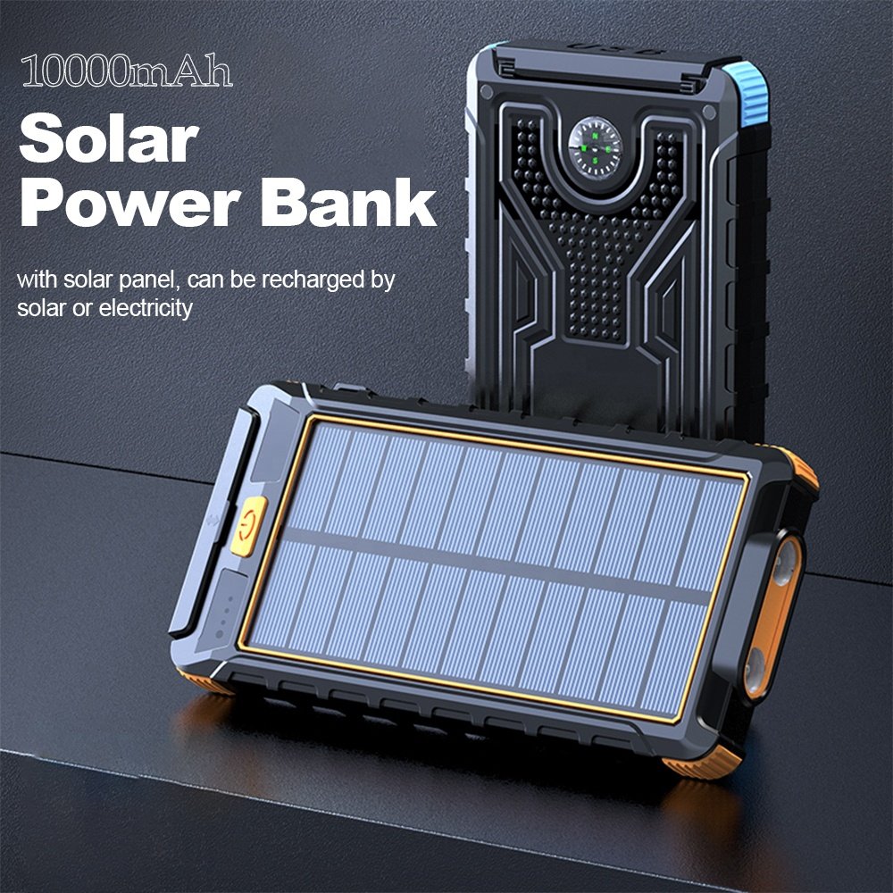 Wearable and waterproof dual usb 20000mah solar power bank best solar charger power bank with flashlight