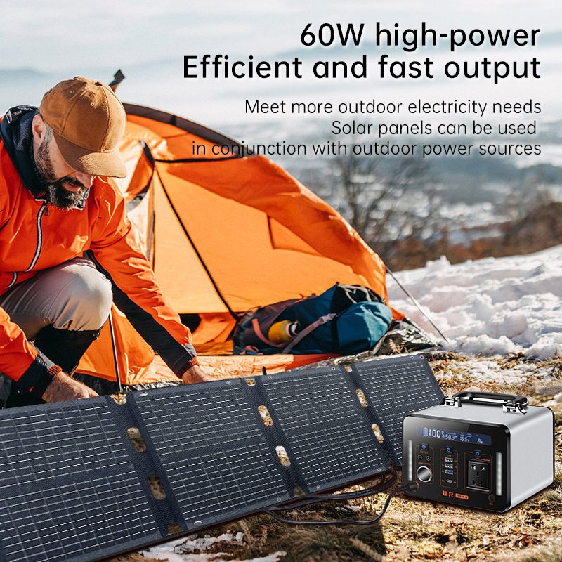 (Hot Offer) Mono Mini Foldable solar panel 60W Flexible Solar Panel Fast Charger Function For phone Camping/Outdoor