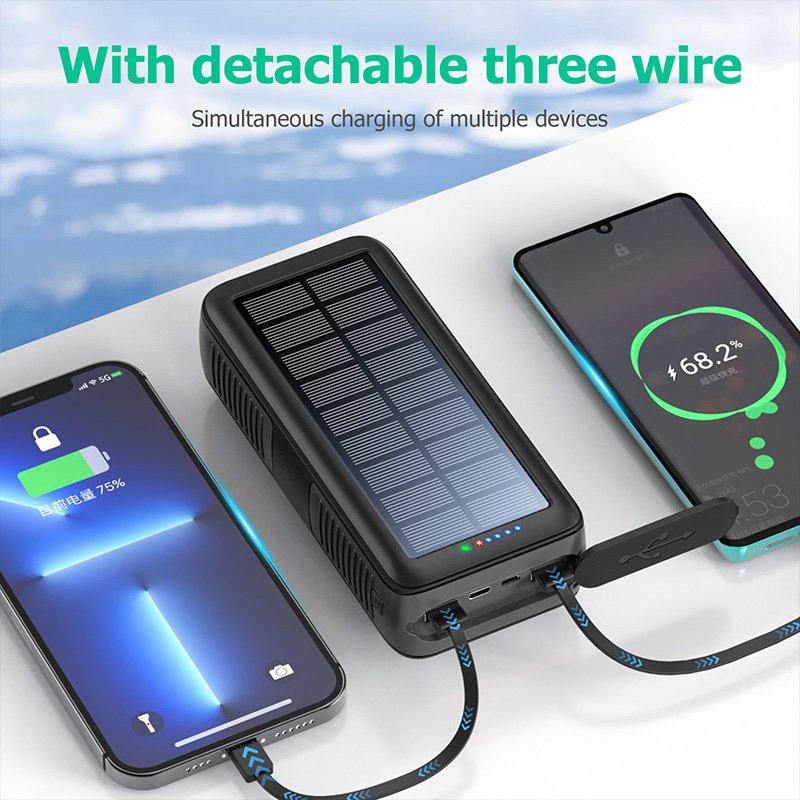 Solar Charger 63200mAh Power Bank with crank Fast Charger Dual USB Port with four LED lights Emergency lighting2024