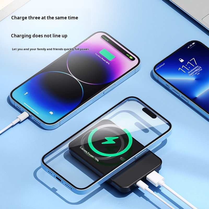 Wireless Charging Magnetic 10000mAh Power Bank Mini Portable with Fast Charge Cable Accessory Waterproof-OMS Gift