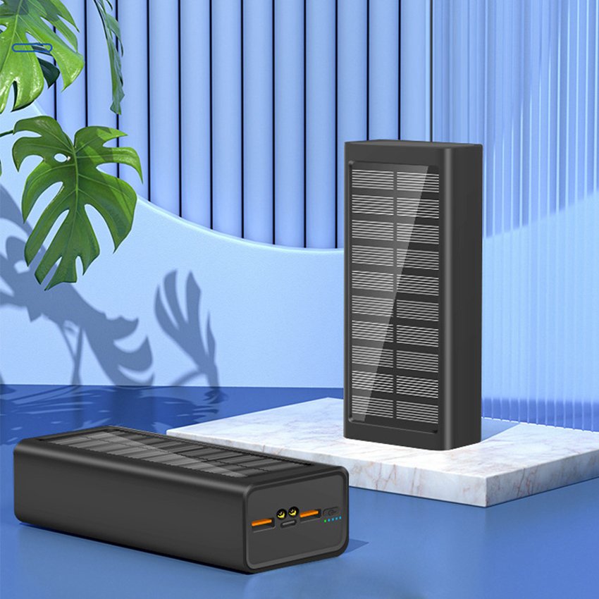 Support Customized PD65W Super Fast Charging Solar Power Bank 30000mah Large Capacity Notebook Mobile Power Plant
