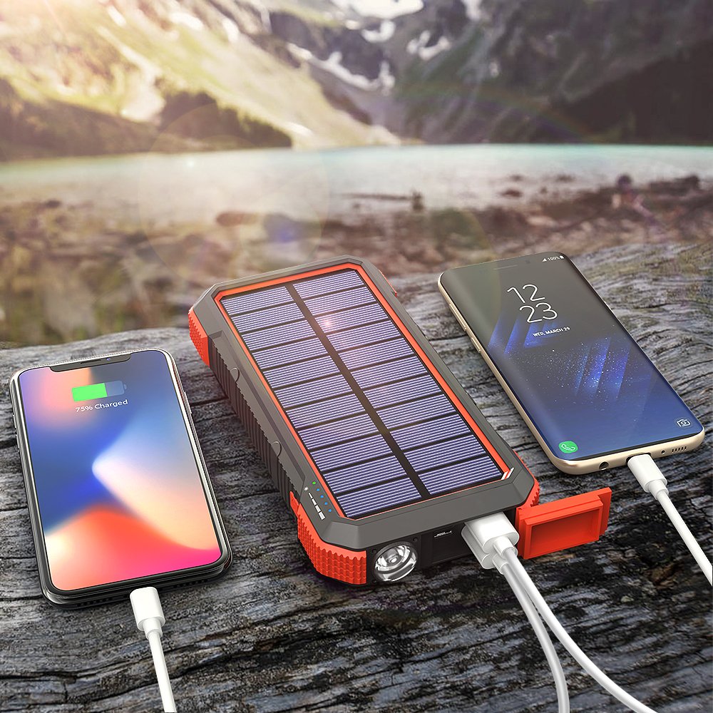 newest rugged carabiner outdoor emergency Camping Hiking LED light waterproof PD fast Wireless charger 20000mAH solar power bank