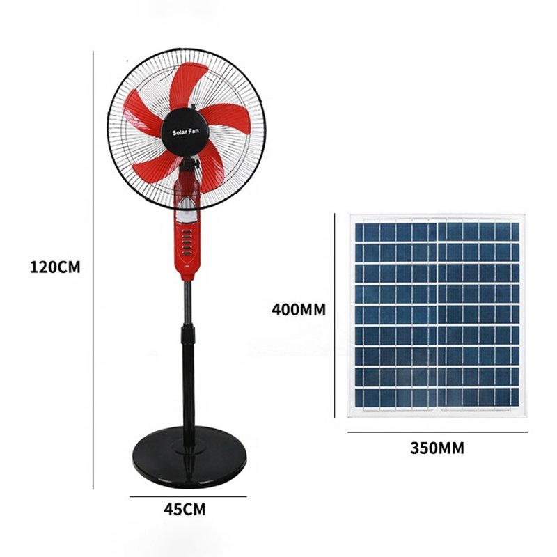 Portable Rechargeable Solar Powered Stand Fan 16 Inch Solar Panel Charging Floor Standing Fan