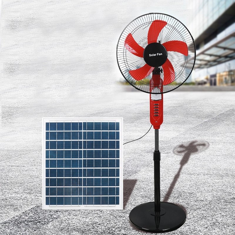 Portable Rechargeable Solar Powered Stand Fan 16 Inch Solar Panel Charging Floor Standing Fan