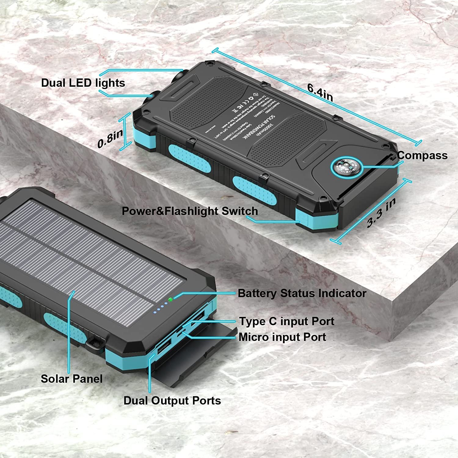 2021 High Capacity Charger 20000mah Waterproof Solar Power Bank Mobile Powerbank solar energy power banks for mobile phone