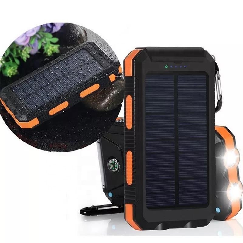 Factory Waterproof Solar Power Bank 20000mah Dual USB Li-polymer Battery Charger Travel Solar Power Bank Wireless Universal 15W