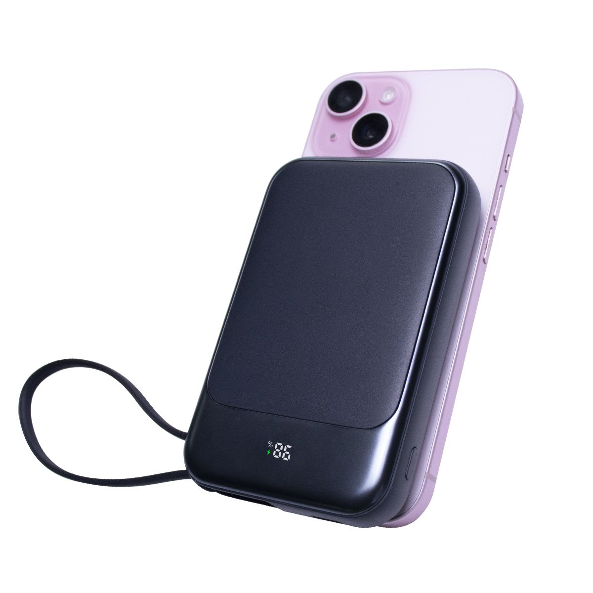 Factory Wholesale 10000mAh 15W Magnetic Wireless Power Bank Portable Charger with Built-in Type-C Charging Cable