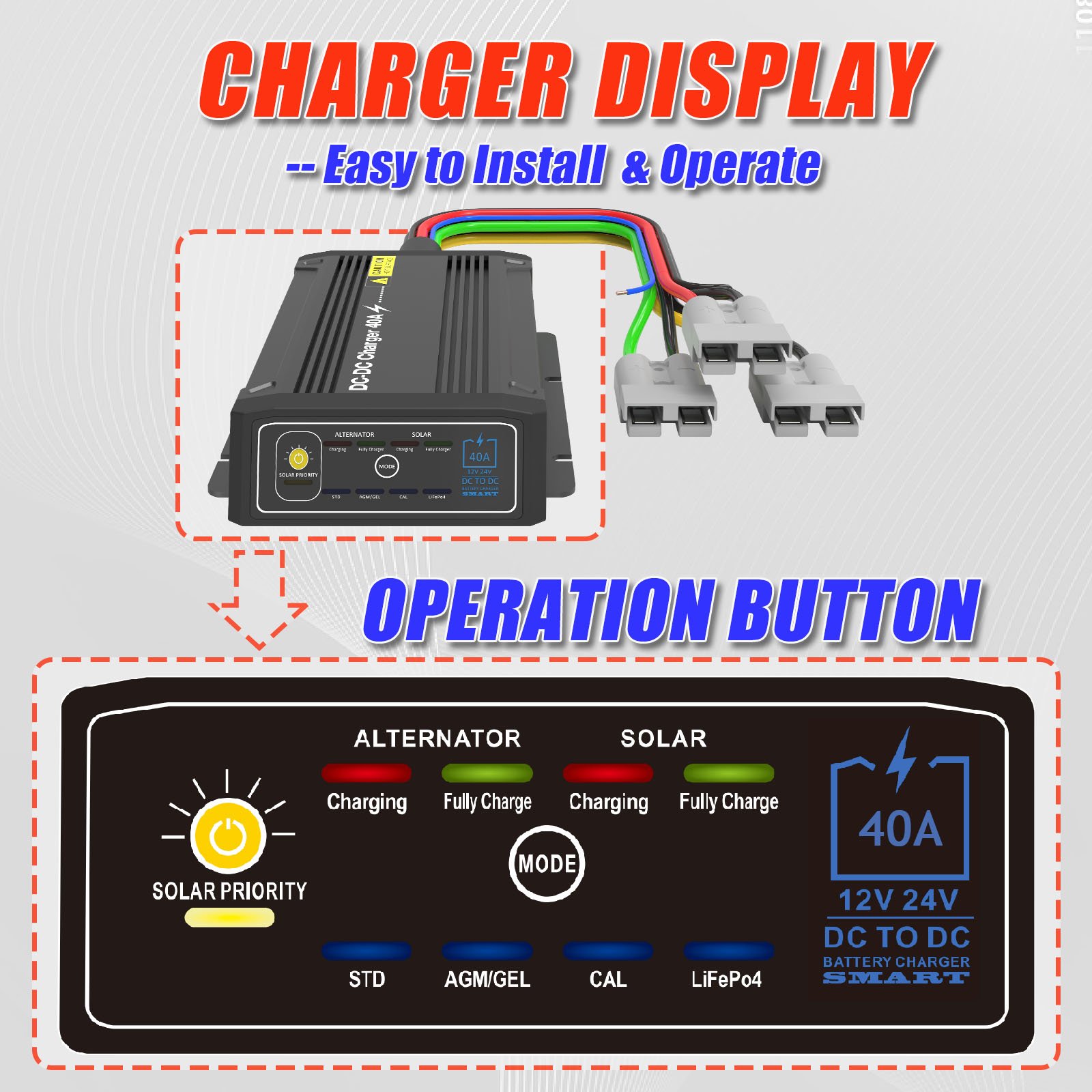 Factory Price Battery Rv Solar 12V 24V Car 40A DC To Dc Charger