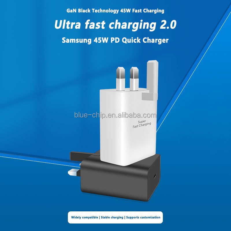 Original High Quality PD45W Fast Charger UK EU US Plug Type-C Power Adapter 5V 3A QC 3.0 Wall Charger for Samsung S24 S22 S20