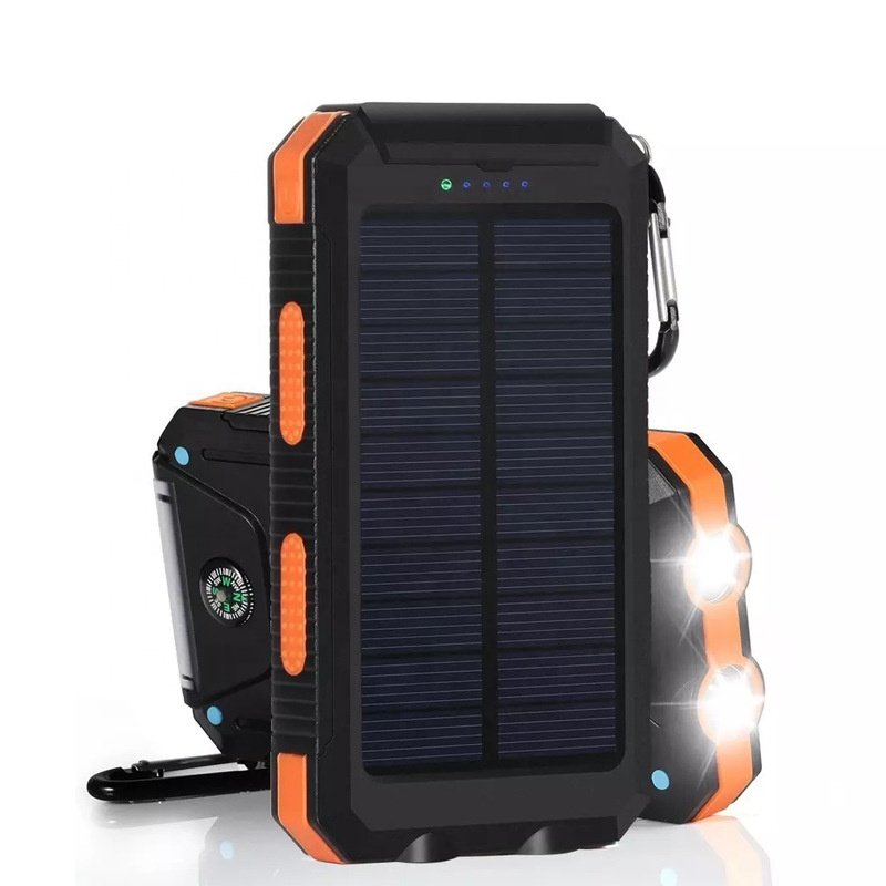 IP67 IPX6 Solar charger waterproof With Compass And LED light power bank 20000mah Waterproof Solar Power Bank