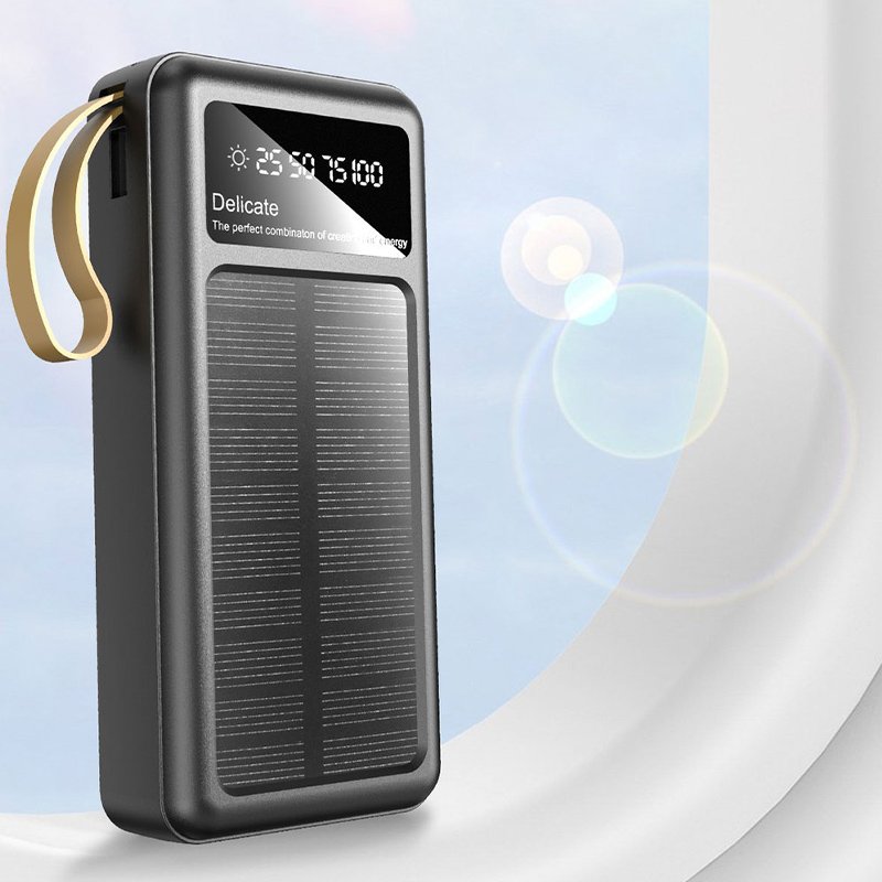 The Newest Outdoor Solar Power Bank Built In Cables, Factory Direct Selling 20000mAh Fast Charge Camping Light Mobile Charger