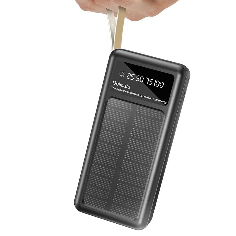The Newest Outdoor Solar Power Bank Built In Cables, Factory Direct Selling 20000mAh Fast Charge Camping Light Mobile Charger
