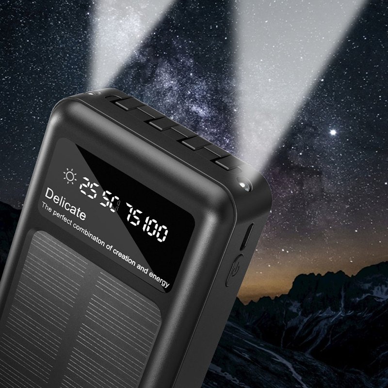 The Newest Outdoor Solar Power Bank Built In Cables, Factory Direct Selling 20000mAh Fast Charge Camping Light Mobile Charger