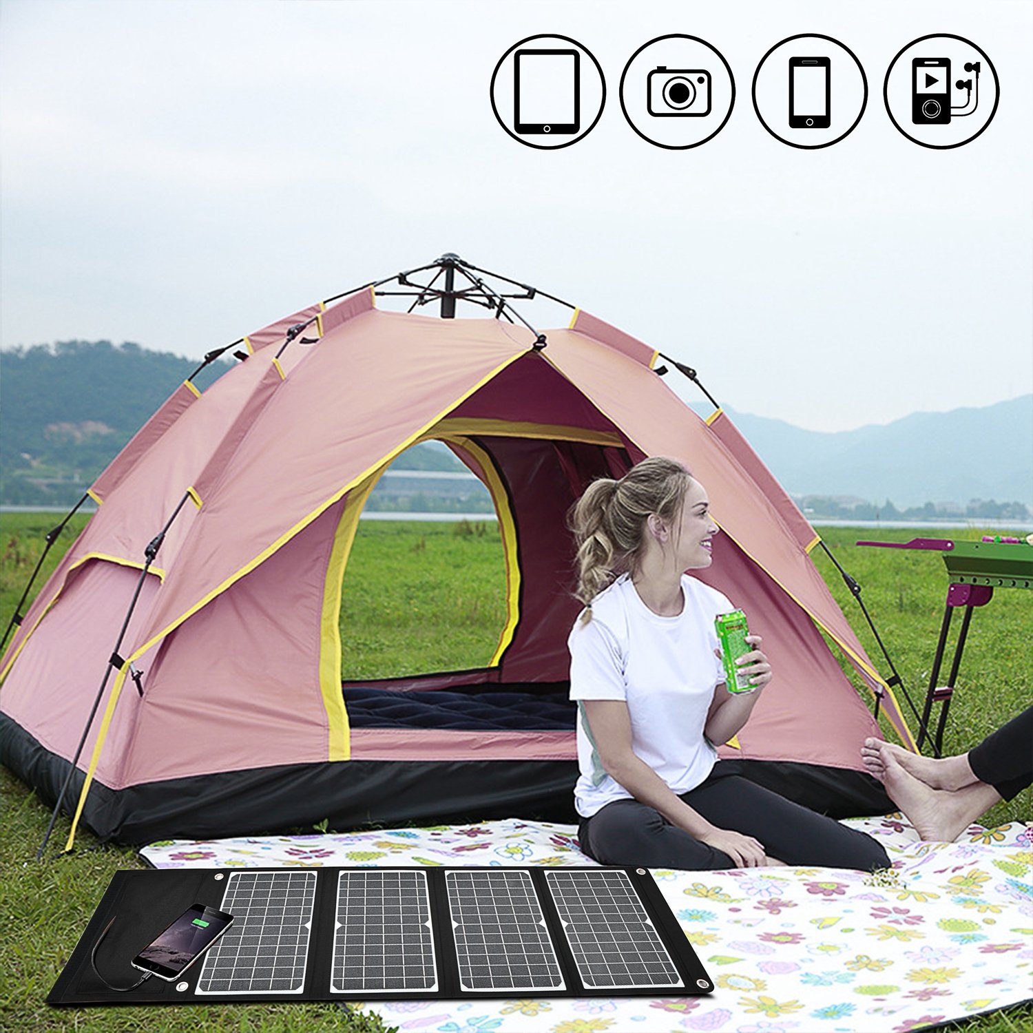 Phone Charger 30w Camping Foldable Panels Folding Solar Panel Foldable Solar Panel Briefcase for Outdoor Travel