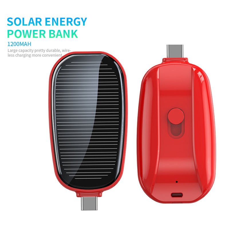 Wholesale Waterproof 1200mah Mobile Mini Slim Portable Solar Charging Emergency Keychain Power Bank For Ipone And Android