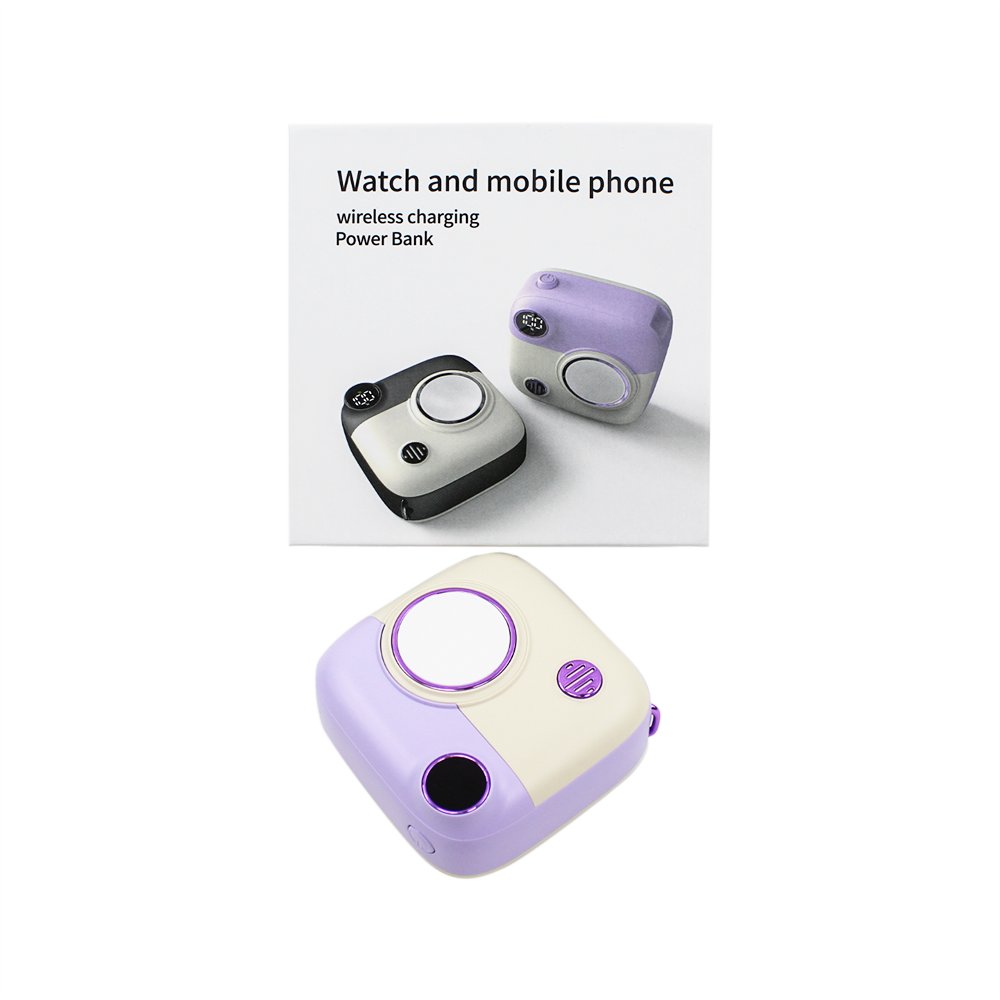 2024 New E53 Magnetic Wireless Power Bank 10000 mAh Fashion Camera Model With Watch Earphone Charging Portable Power Bank