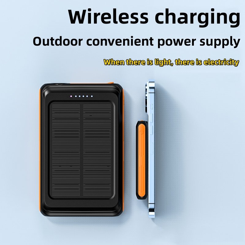 Outdoor 5000mah Waterproof Portable Solar Power Bank Magnetic Wireless Charger Camping Led Flashlight Power Bank