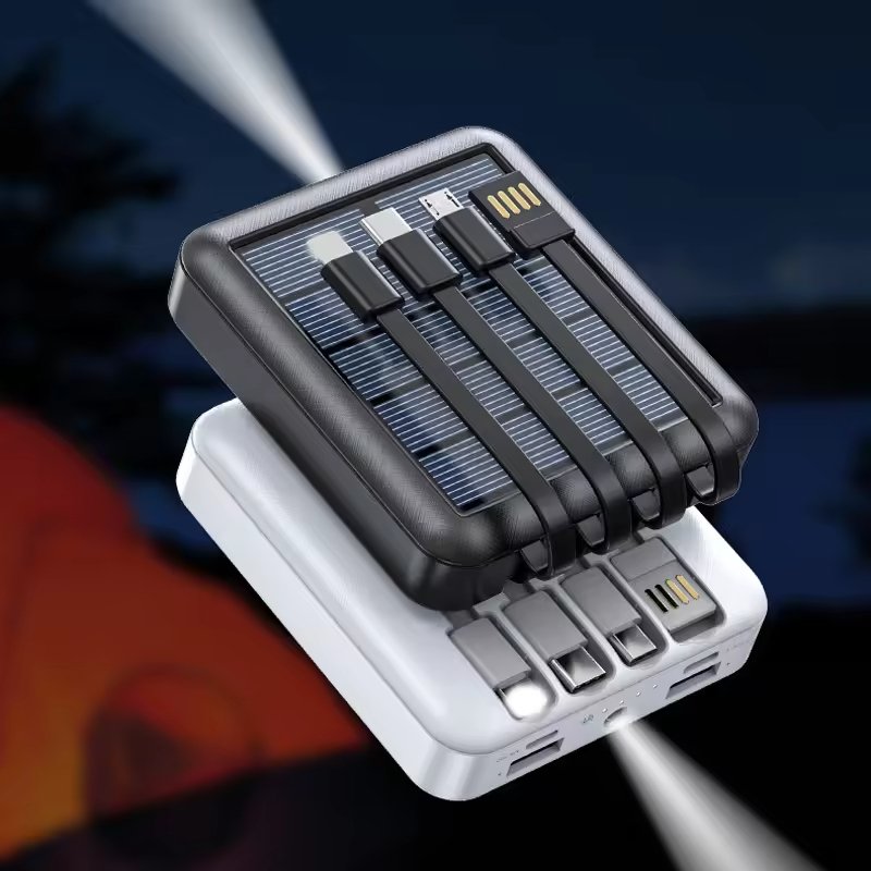 RUNCEIN Solar Power Bank 20000mAh Portable Solar Phone Charger with Flashlight 4 Output Ports Compatible Camping Hiking Trips
