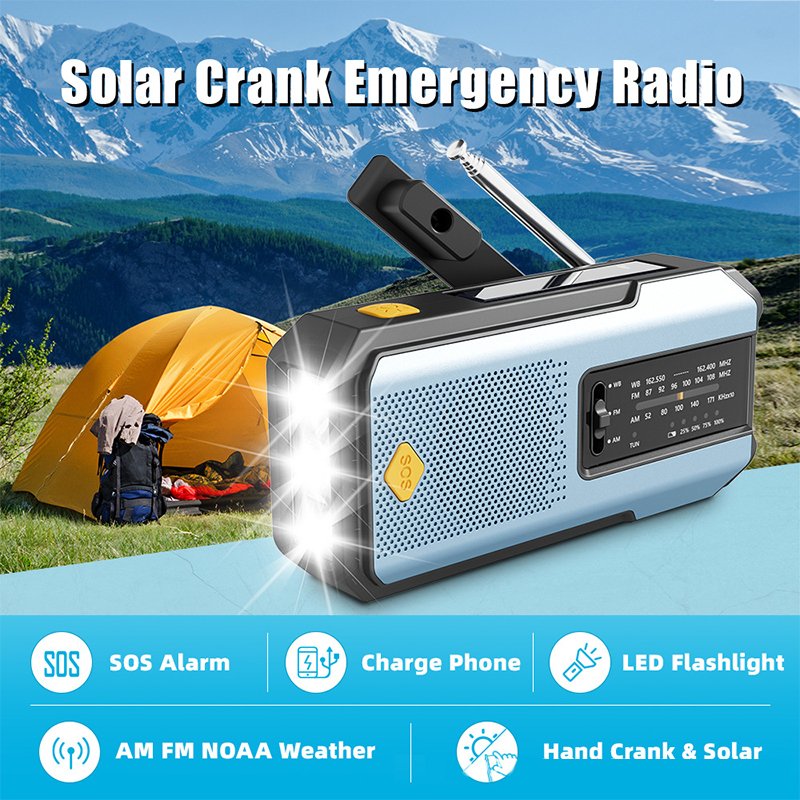 Portable Emerncy Hand Crank Power Bank 2000mAh Dual Use Flashlight Mobile Phone Charger for Charging