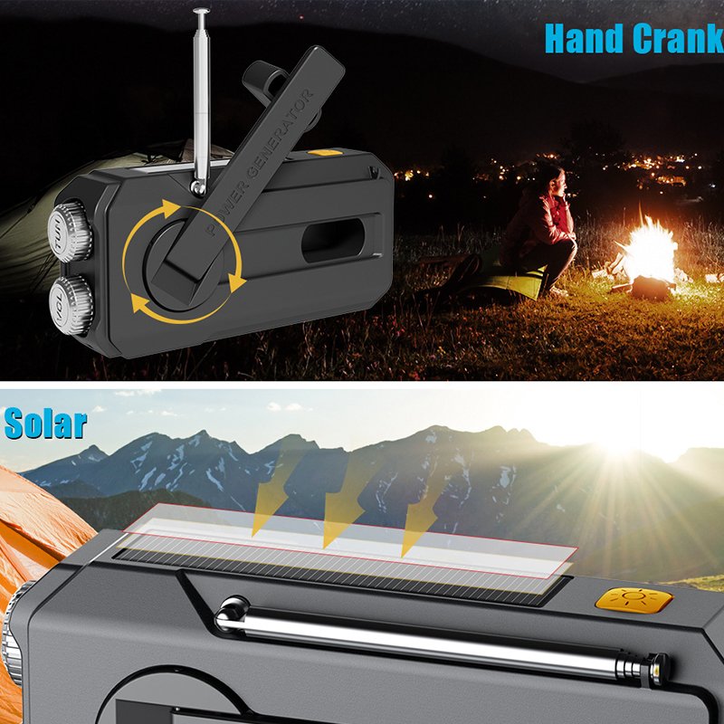 Portable Emerncy Hand Crank Power Bank 2000mAh Dual Use Flashlight Mobile Phone Charger for Charging