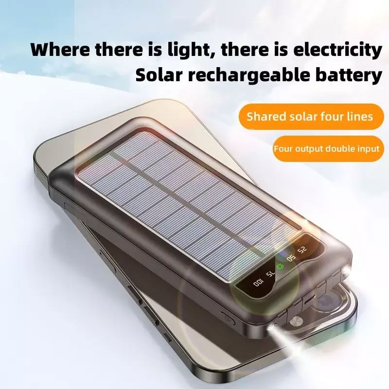 20000mah IP67 IPX6 Solar Power Bank Charger Waterproof Type C Input Port Dual Portable Solar Panel Charging for Cellphone