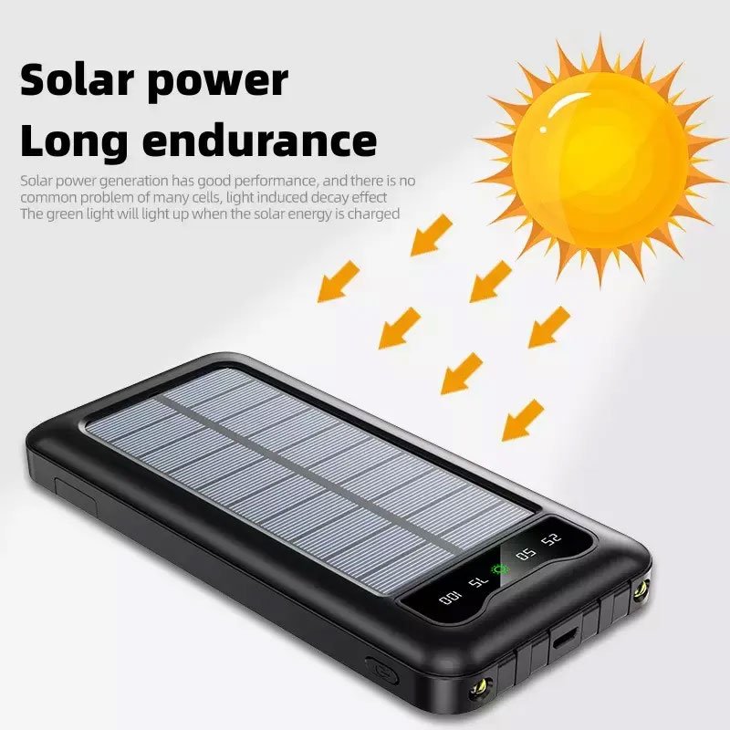 20000mah IP67 IPX6 Solar Power Bank Charger Waterproof Type C Input Port Dual Portable Solar Panel Charging for Cellphone