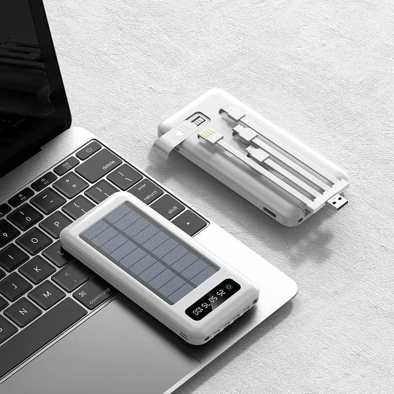 20000mah IP67 IPX6 Solar Power Bank Charger Waterproof Type C Input Port Dual Portable Solar Panel Charging for Cellphone