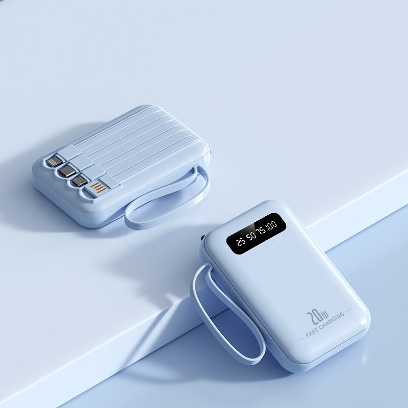 Best gift necessities charging treasure 10000mAh power bank four charging cable daily led light power bank phone charger