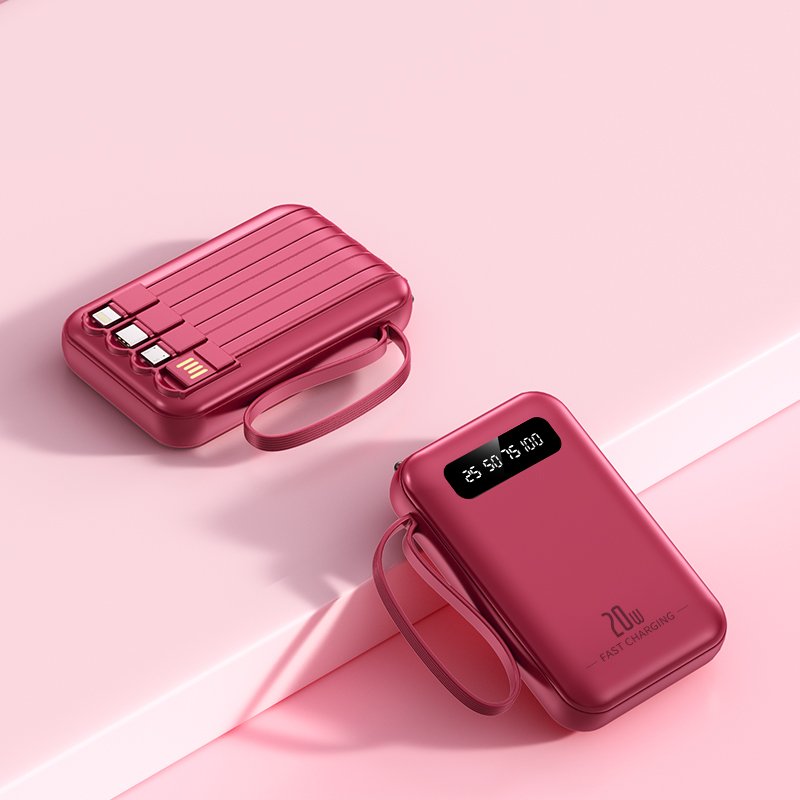Best gift necessities charging treasure 10000mAh power bank four charging cable daily led light power bank phone charger