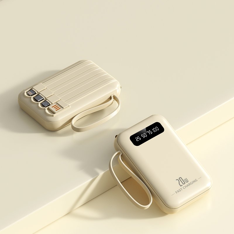 Best gift necessities charging treasure 10000mAh power bank four charging cable daily led light power bank phone charger