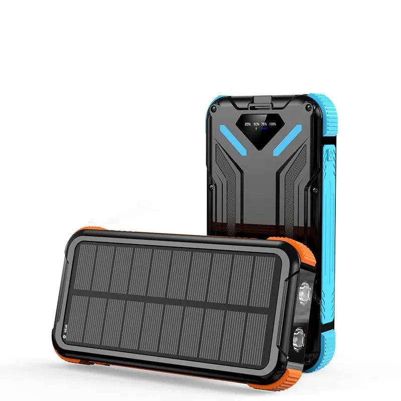 Wireless Waterproof Solar Power Bank 20000Mah Dual Usb Travel Portable Solar Mobile Phone Charger