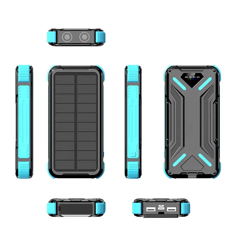 Wireless Waterproof Solar Power Bank 20000Mah Dual Usb Travel Portable Solar Mobile Phone Charger