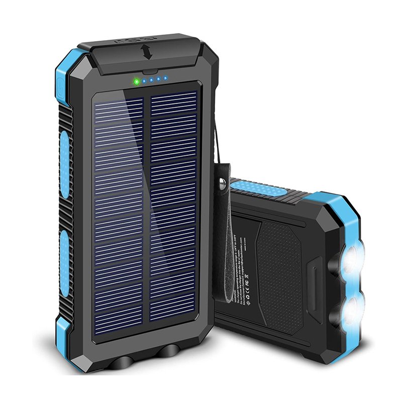 10000mAh 20000mah Large Capacity Portable Solar Power Bank with Flashlight Lighting Power for Outdoor Solar Panel Power Charger