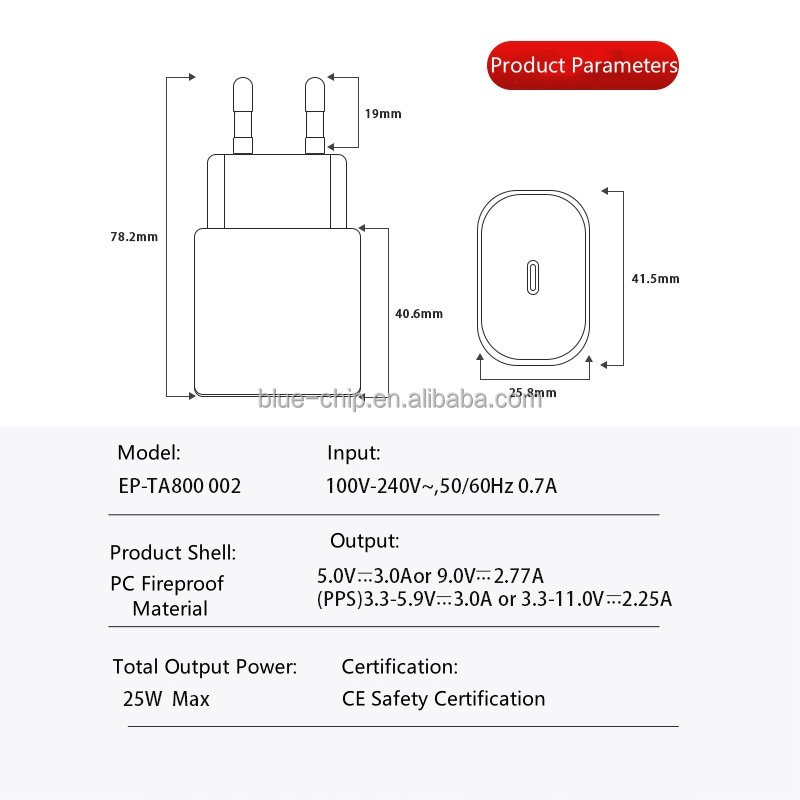 Wholesale Portable KC Certificate Korean Socket Power Adapter PD 25W Fast Charger PD 3.0 PPS Wall Charger for Samsung S23 S22