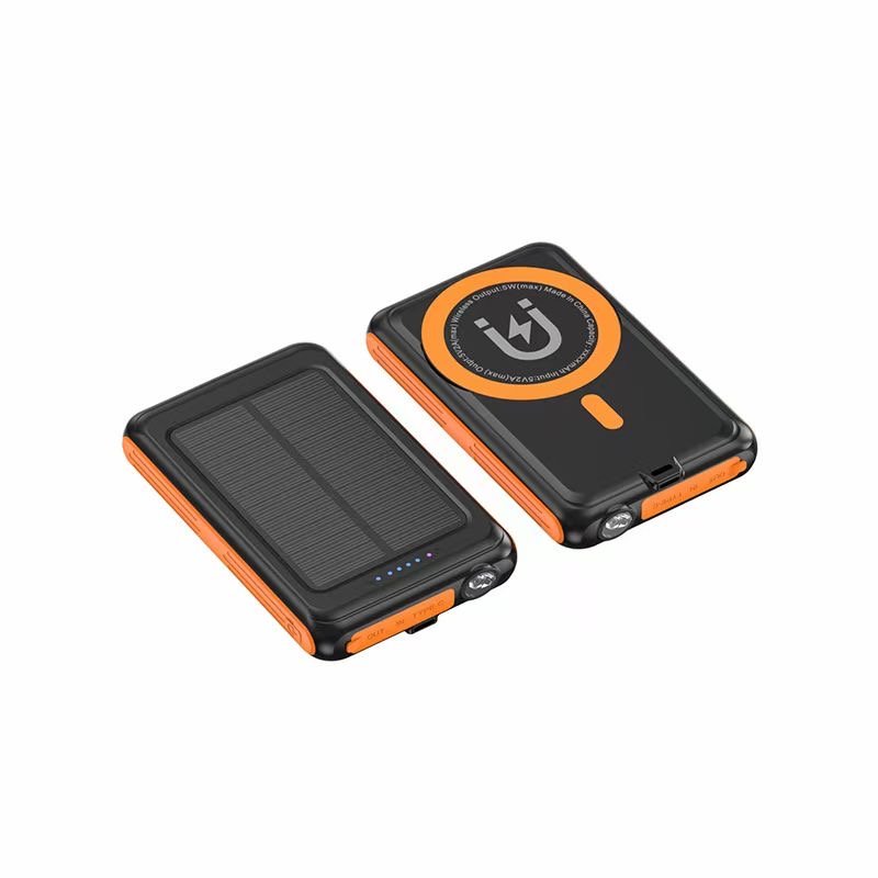 OEM Factory CE FCC Certificate Ip65 Waterproof Dropproof 5000mah QI Magnetic Wireless Charger Solar Charging Solar Power Bank