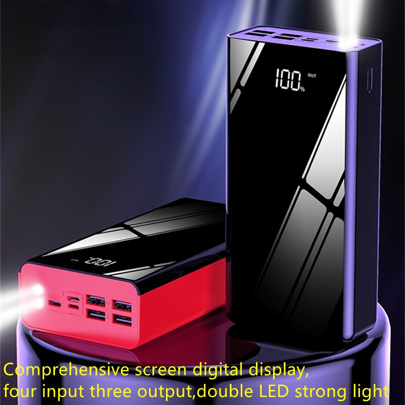 Factory direct sales stores New High Capacity Mobile Phone Charger Four USB Three input interface 40000mah Power Bank