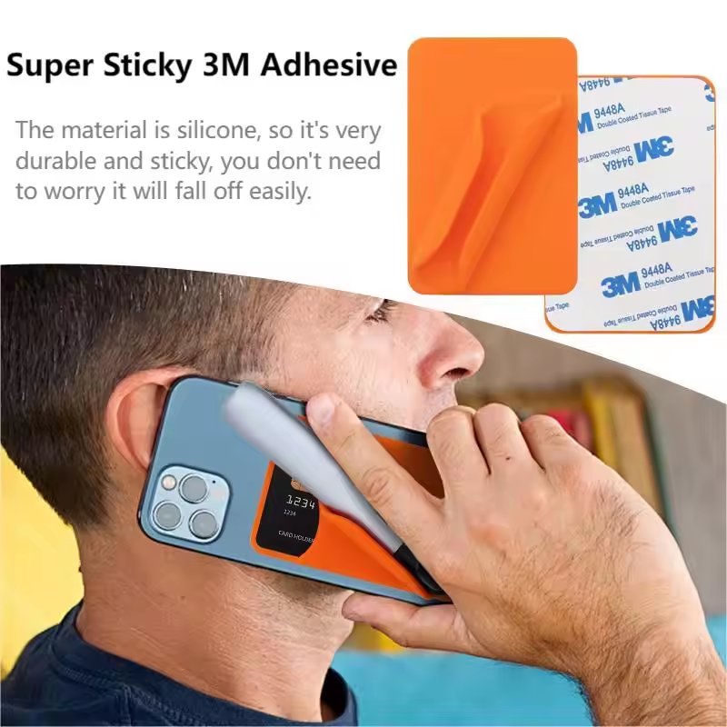Silicone Lipstick Holder with Card Holder Phone Case Adhesive Back Stick On Case Smart Phone Wallet Card Holder