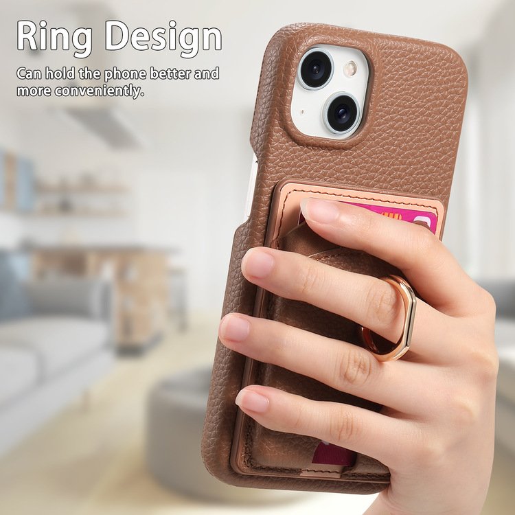 Luxury Phone Case With Card Holder For iPhone 14 13 12 11 Pro Max Leather Phone Case With Finger Ring For iPhone 16 15 Pro Max
