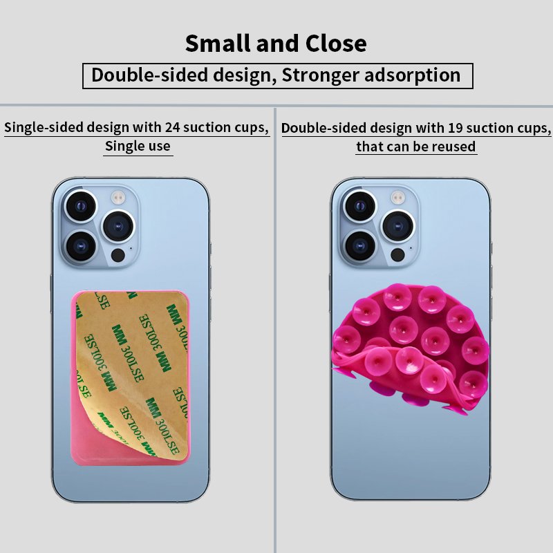 Double faced Silicone 19 Suction Cups Phone Case Adhesive Sticky Mount holder for iPhone Android Cellphone case anti slip holder