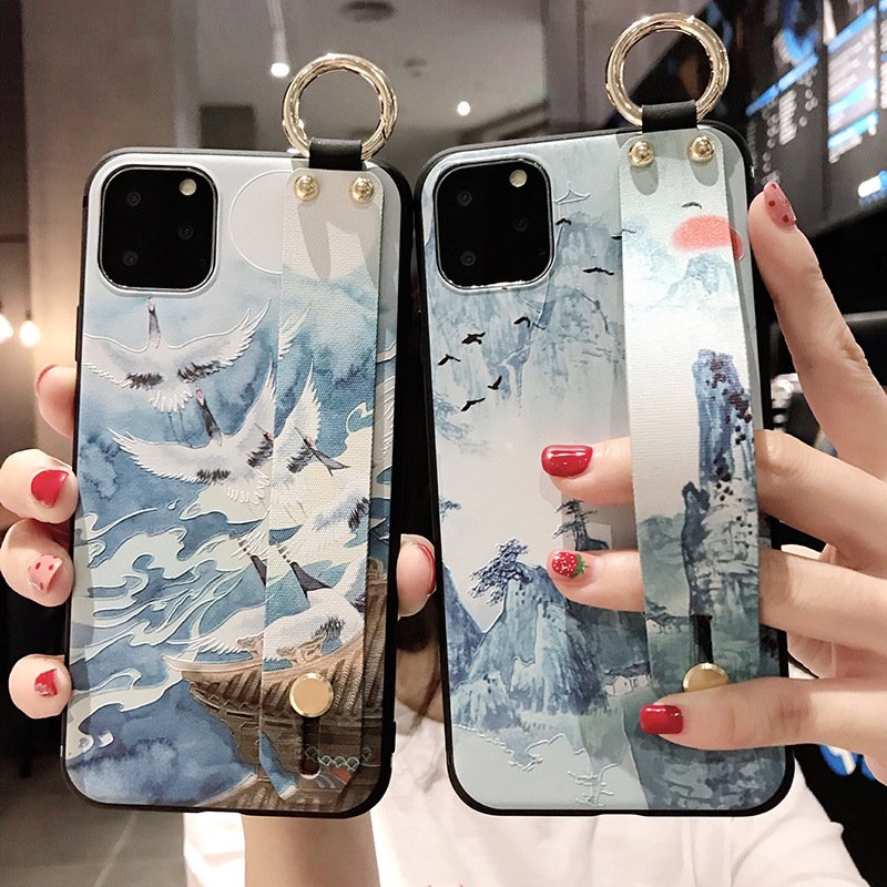 For iPhone 11 Pro Rugged Wristband Mobile Phone Case With Lanyard Crossbody Cell Phone Cover For iPhone 11 Necklace Mobile Case