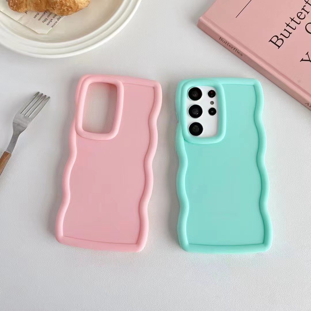 Cute Curly Wave Frame Shape Wavy Phone Cases For Samsung Galaxy A05 A15 A25 A35 A55 4G 5G Silicone Tpu Mobile Phone Case